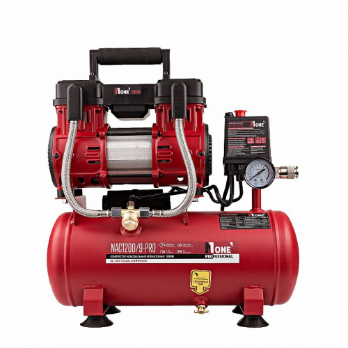Компрессор безмасляный NAC1200/9-PRO (1,2кВт; 200л/м; 8bar; ресивер 9л) №1
