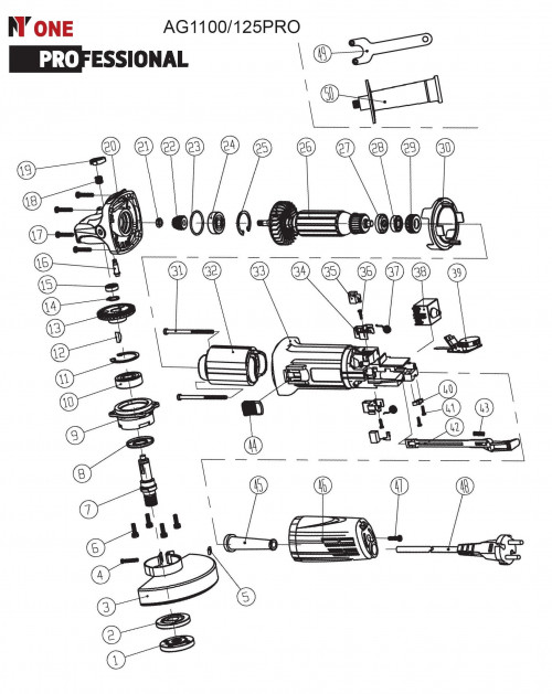 УШМ AG1100/125-PRO (125мм,1100Вт,рег.4000-11000об/мин,константа электр, повышенная пылезащита)