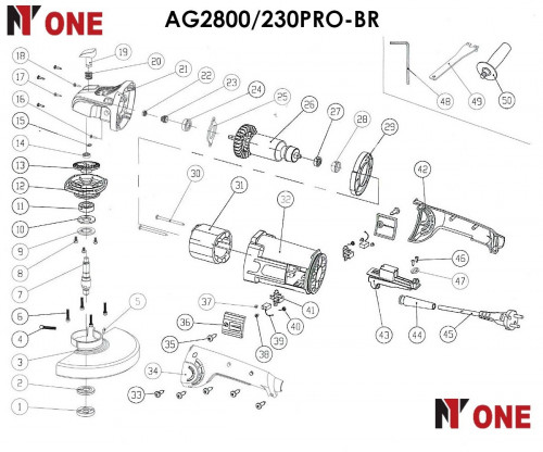 УШМ AG2800/230-PRO-BR (230мм,2800Вт,повыш.пылезащита) №1