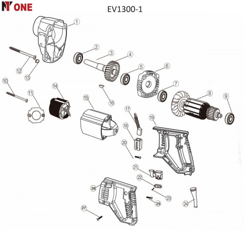 Вибратор EV1300-1 (электрич.,1300Вт,шланг 1,5м) +ШЛАНГ №1